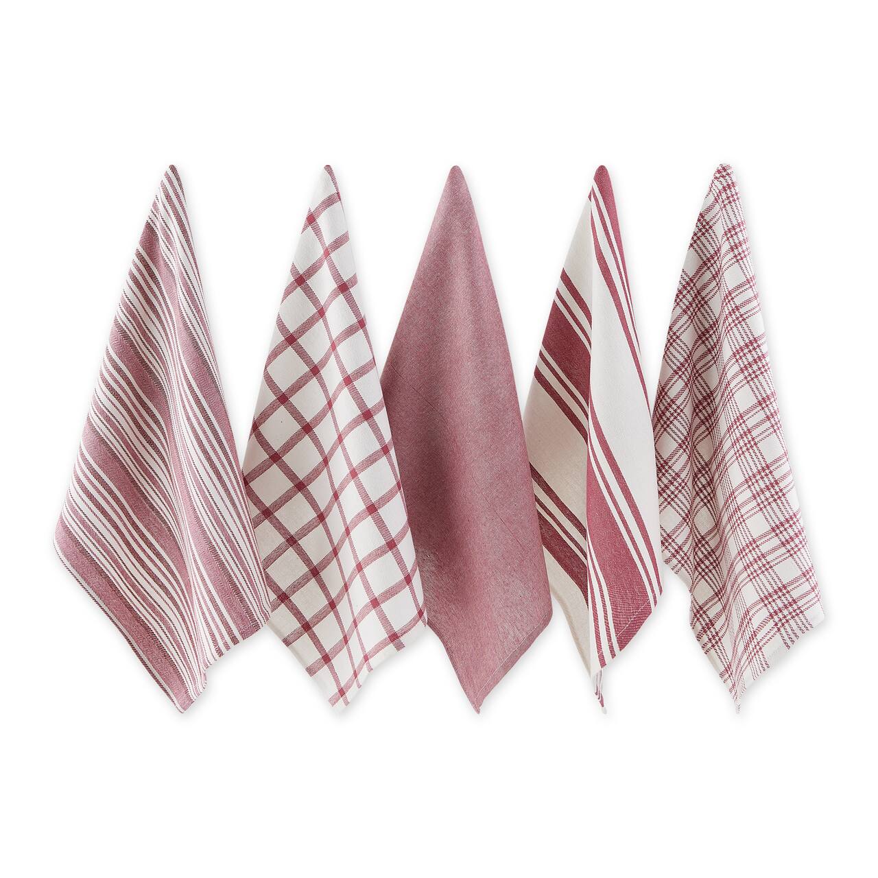 DII® Assorted Wine Woven Dishtowel (Set of 5)